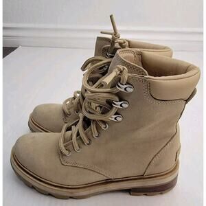 SOREL Lennox Boots Women's Size 7.5 Lace Up Waterproof Tan Ceramic